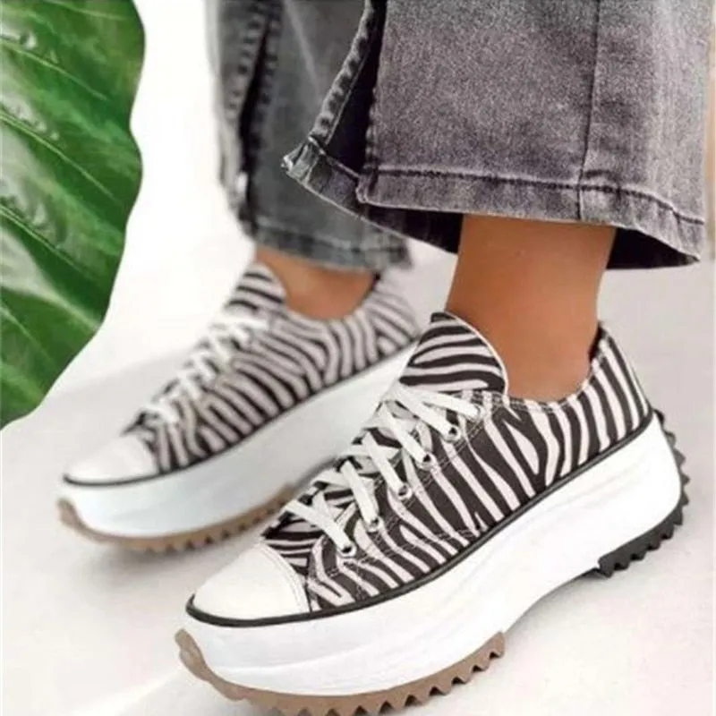 Amozae-  Sneaker Shoes For Women 2024 Zebra Platform Canvas Shoes Fashion Woman Sport Casual Vulcanized Shoes Female Chaussure Femme