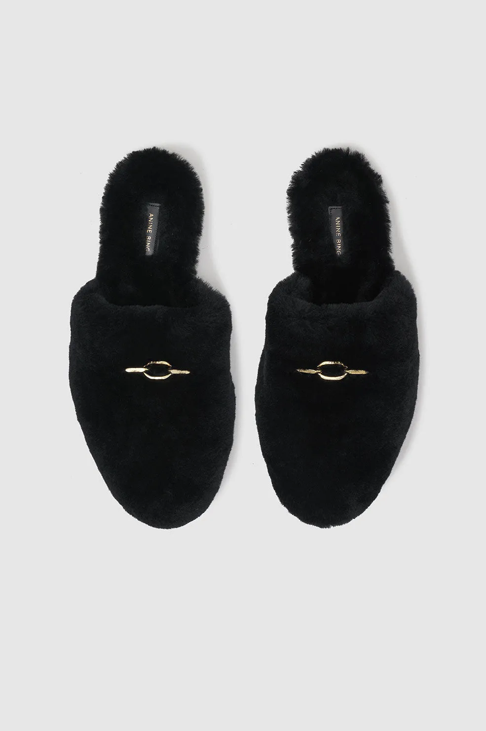 Anine Bing - Shearling Mules in Black