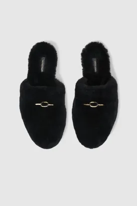 Anine Bing - Shearling Mules in Black