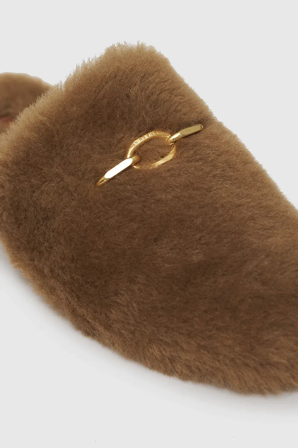 Anine Bing - Shearling Mules in Camel