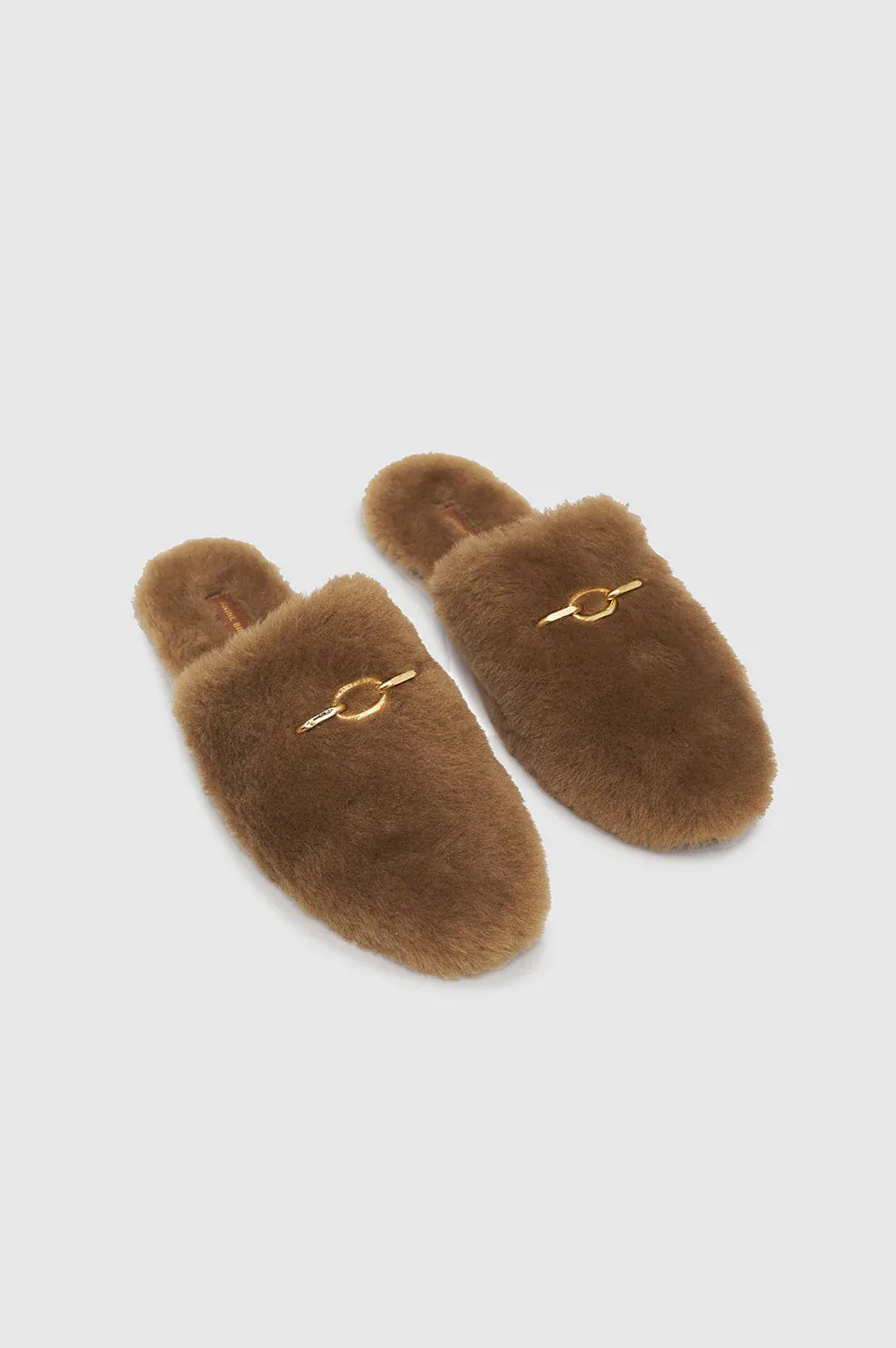 Anine Bing - Shearling Mules in Camel