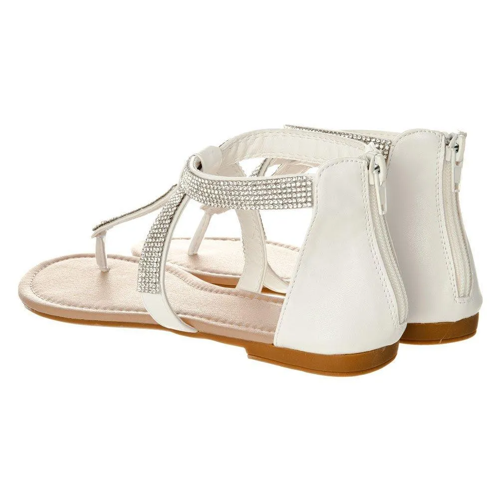 Ariel Flat Toe Post T-Bar Sandal With Ankle Strap