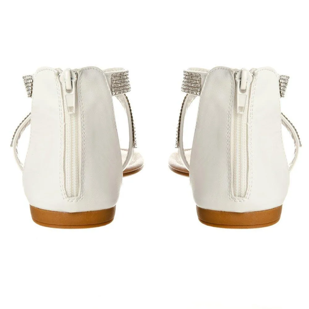 Ariel Flat Toe Post T-Bar Sandal With Ankle Strap