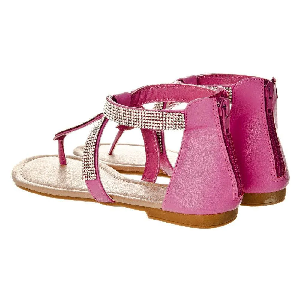 Ariel Flat Toe Post T-Bar Sandal With Ankle Strap