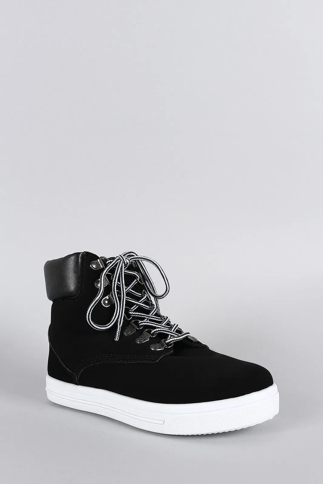 Bamboo High Top Round Toe Lace Up Sneaker