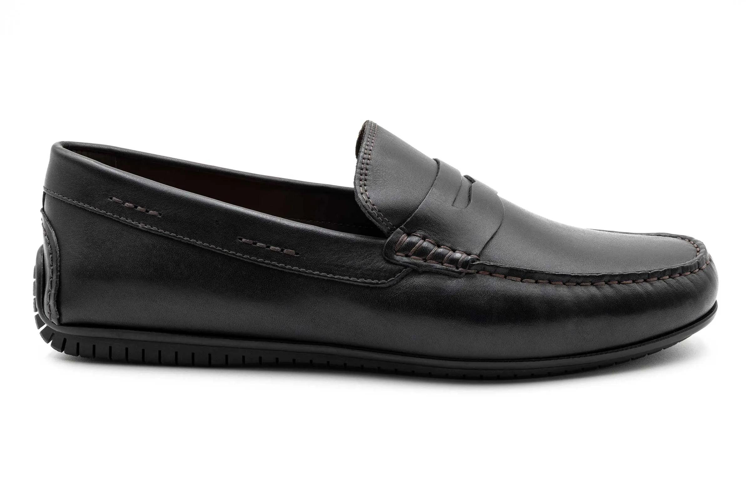 Bermuda Saddle Leather Penny Loafers - Black