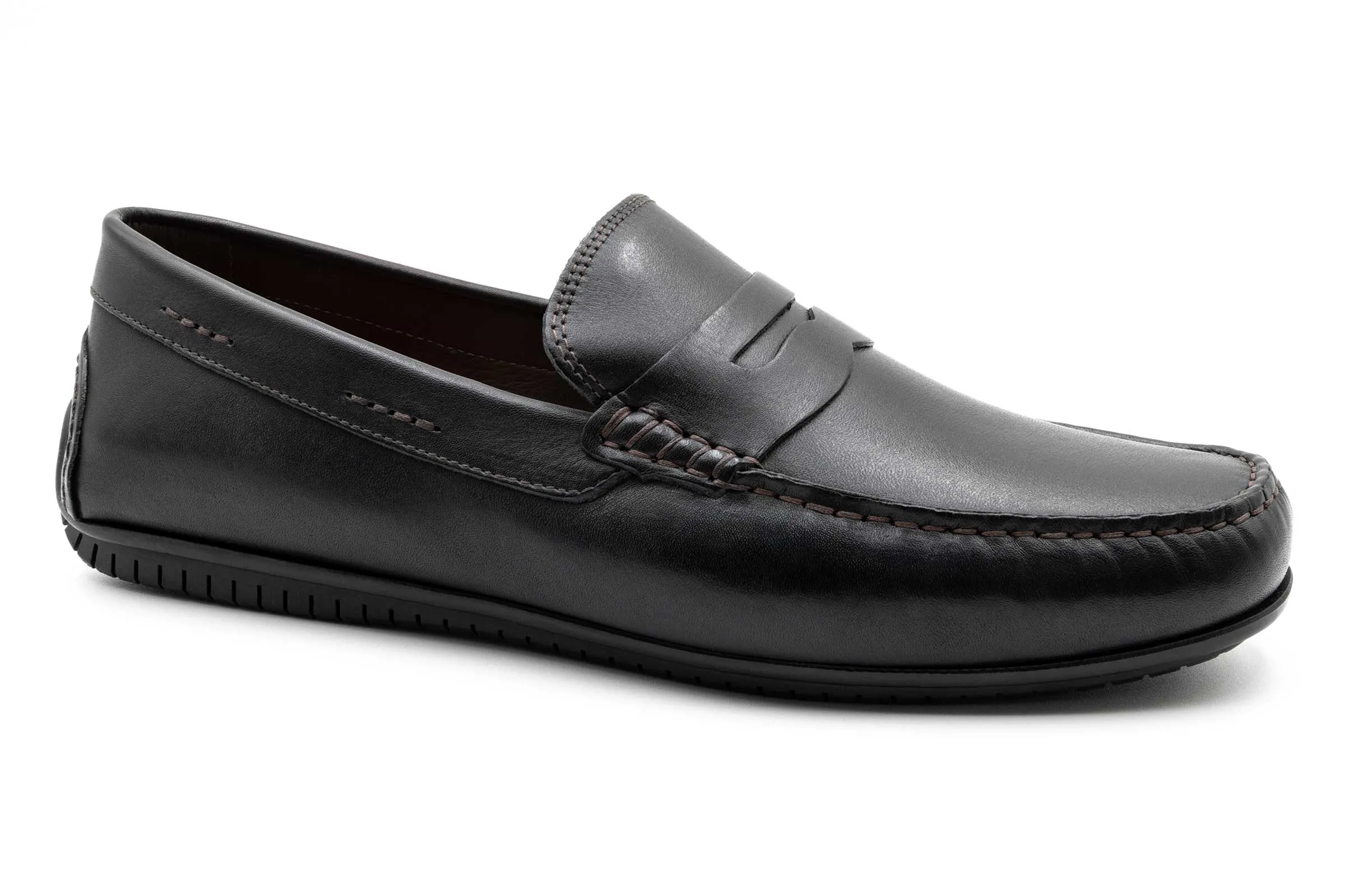 Bermuda Saddle Leather Penny Loafers - Black