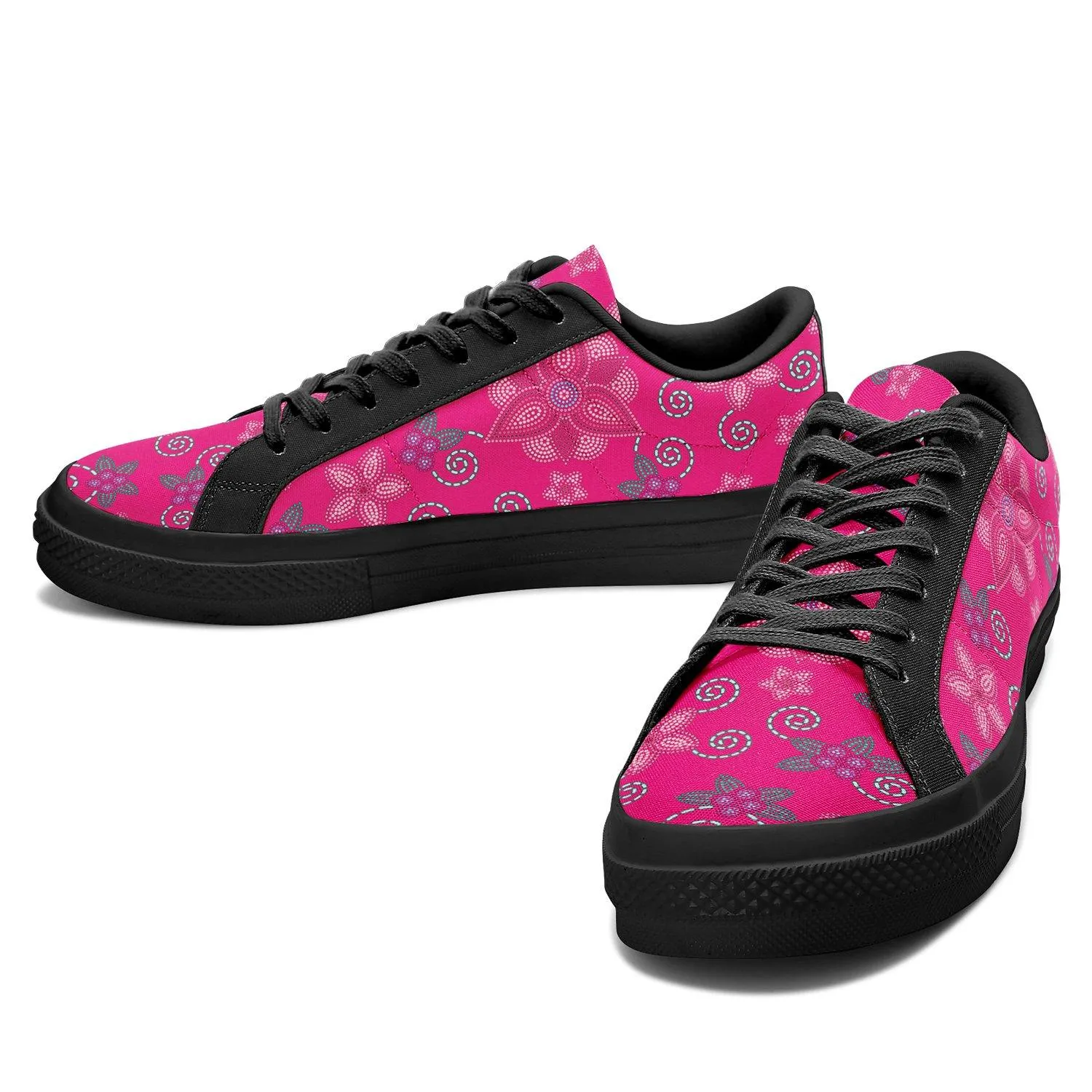 Berry Picking Pink Aapisi Low Top Canvas Shoes Black Sole