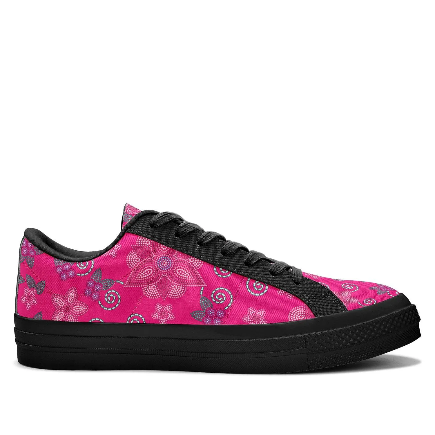 Berry Picking Pink Aapisi Low Top Canvas Shoes Black Sole