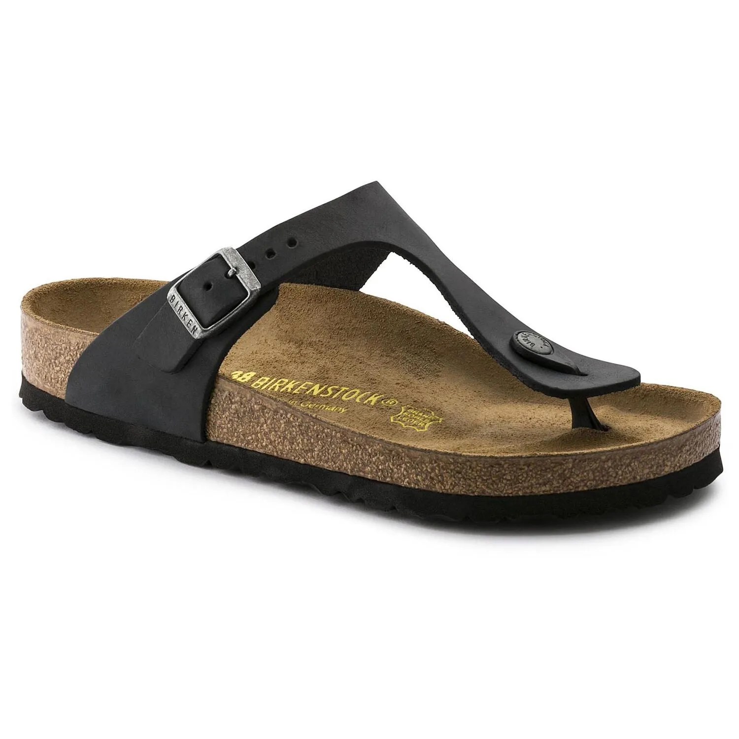 Birkenstock Gizeh Oiled Leather Sandal in Black