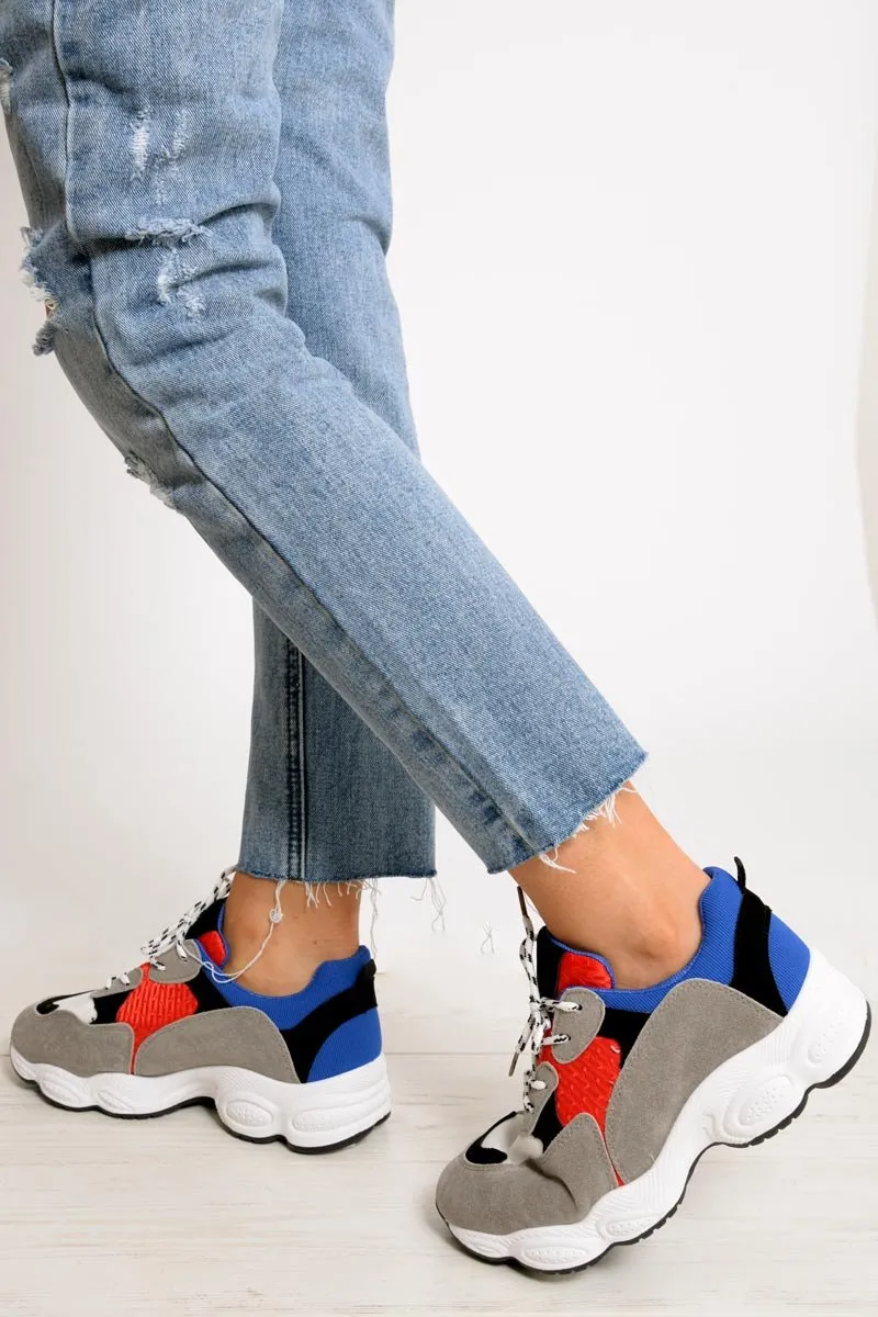 Blue Chunky Lace Up Trainers - Dita