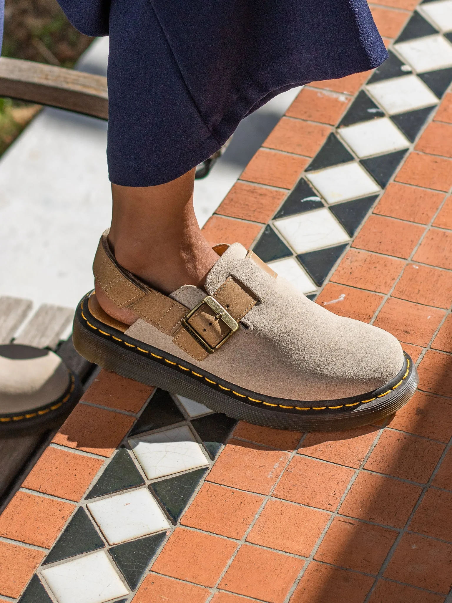 DR. MARTENS JORGE II BEIGE SUEDE SLINGBACK MULE