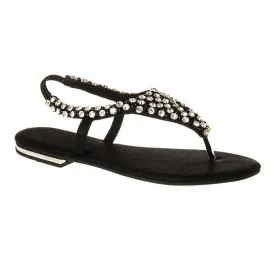 Flat Beaded And Diamante Sling Back Toe-Post Sandal