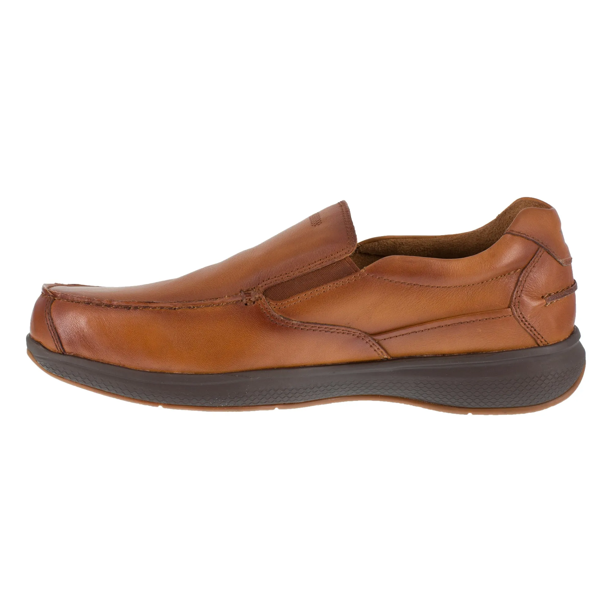 Florsheim Mens Cognac Leather Loafers Bayside ST Slip-On Boat