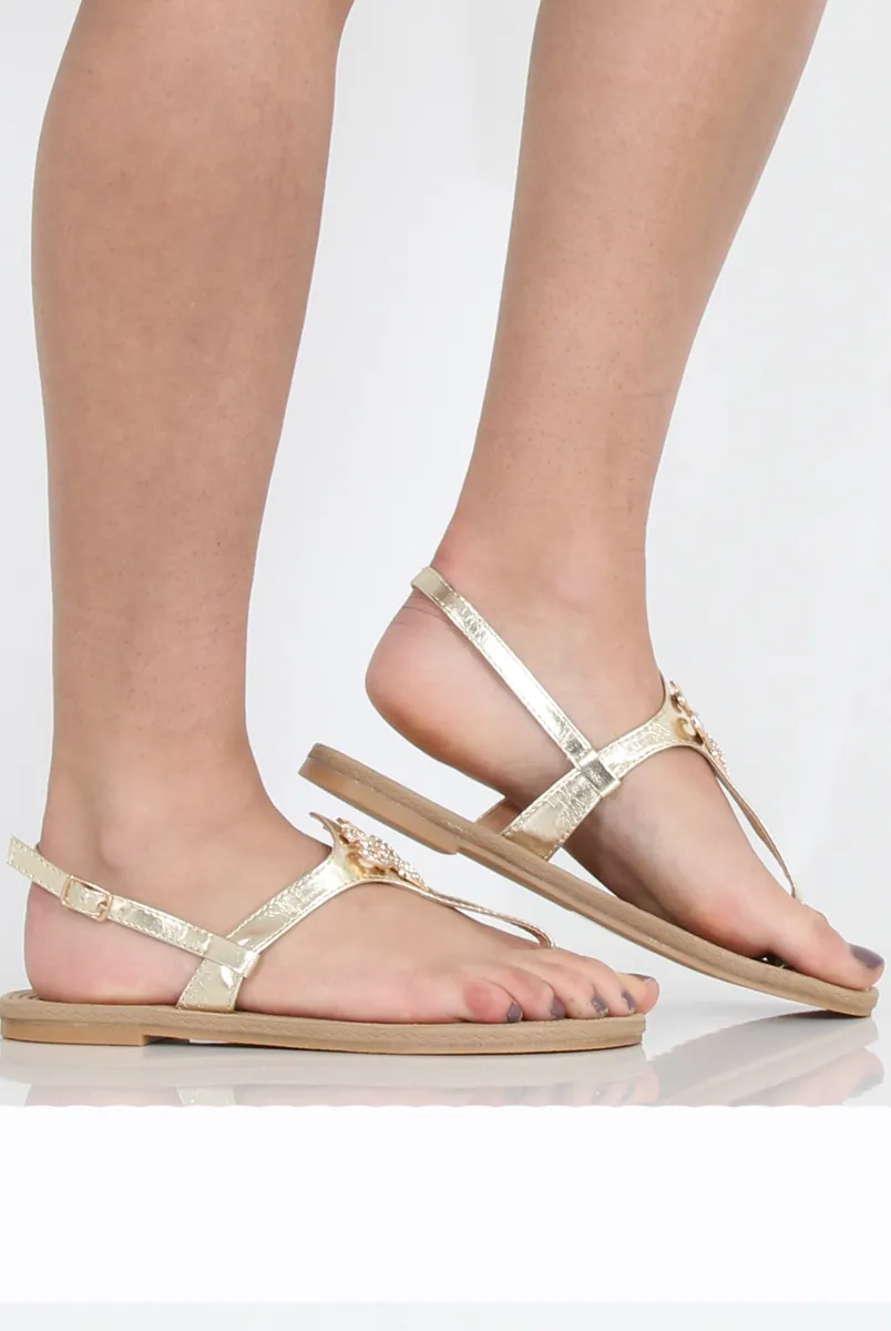 Gold Jewelled Sandals - Shilpa