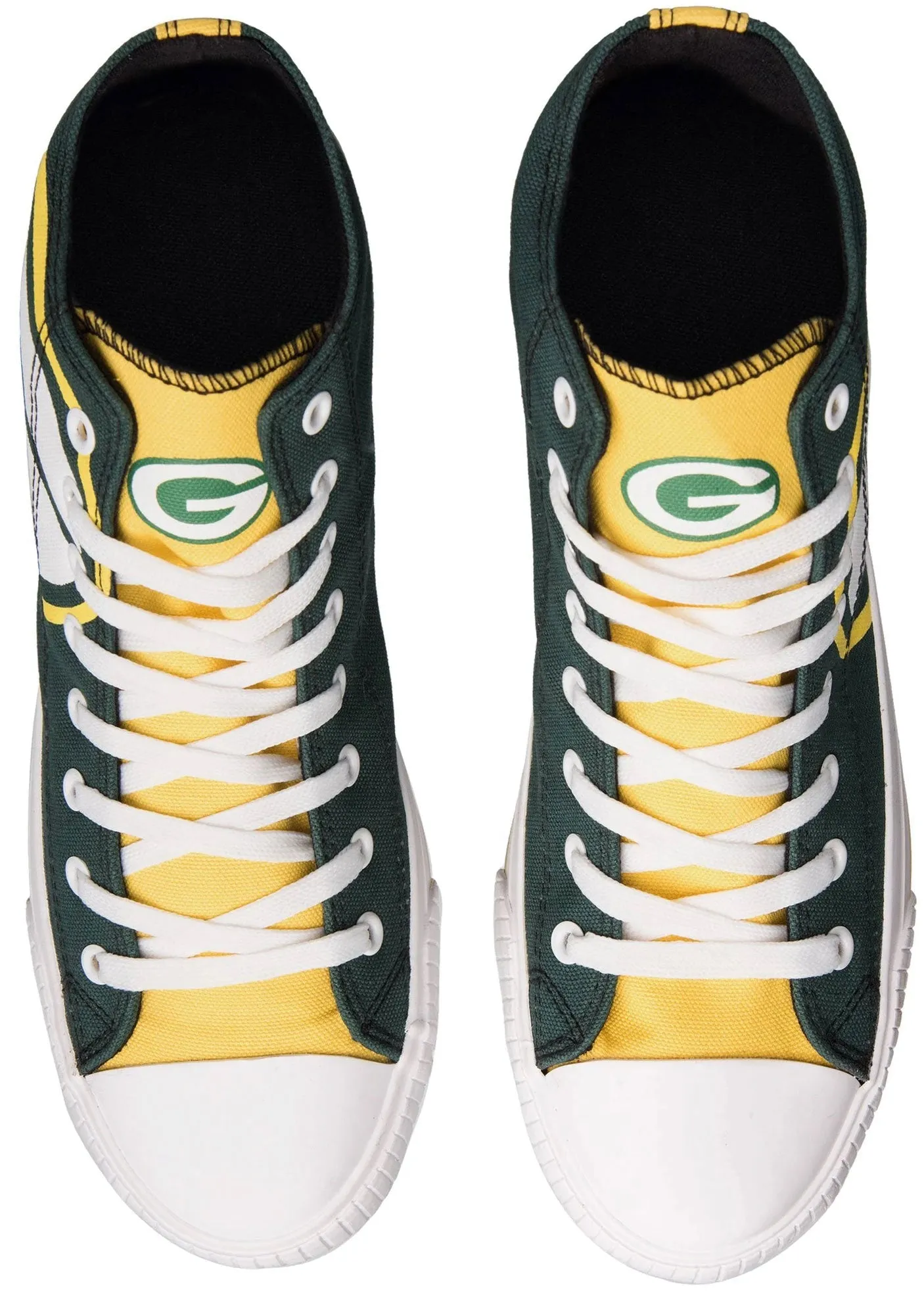 Green Bay Packers Men's High Top Big Logo Canvas Shoes