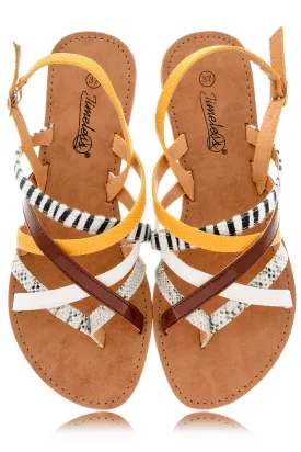 KRISTA Yellow Animal Print Sandals