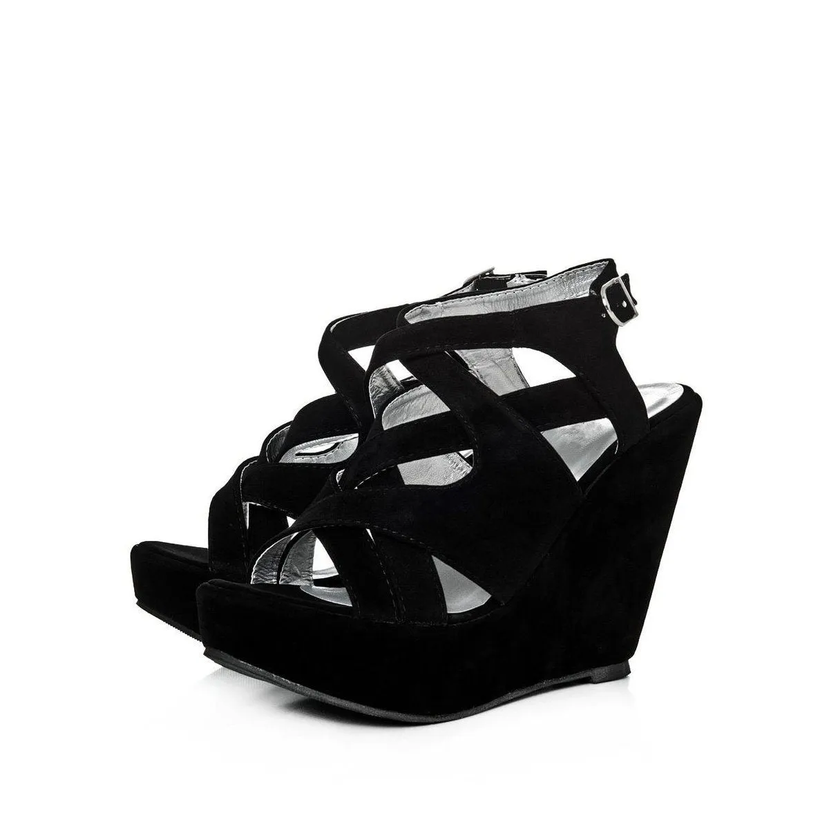 LEEMA Strappy Wedge High Heeled Platform Ankle Strap Sandals