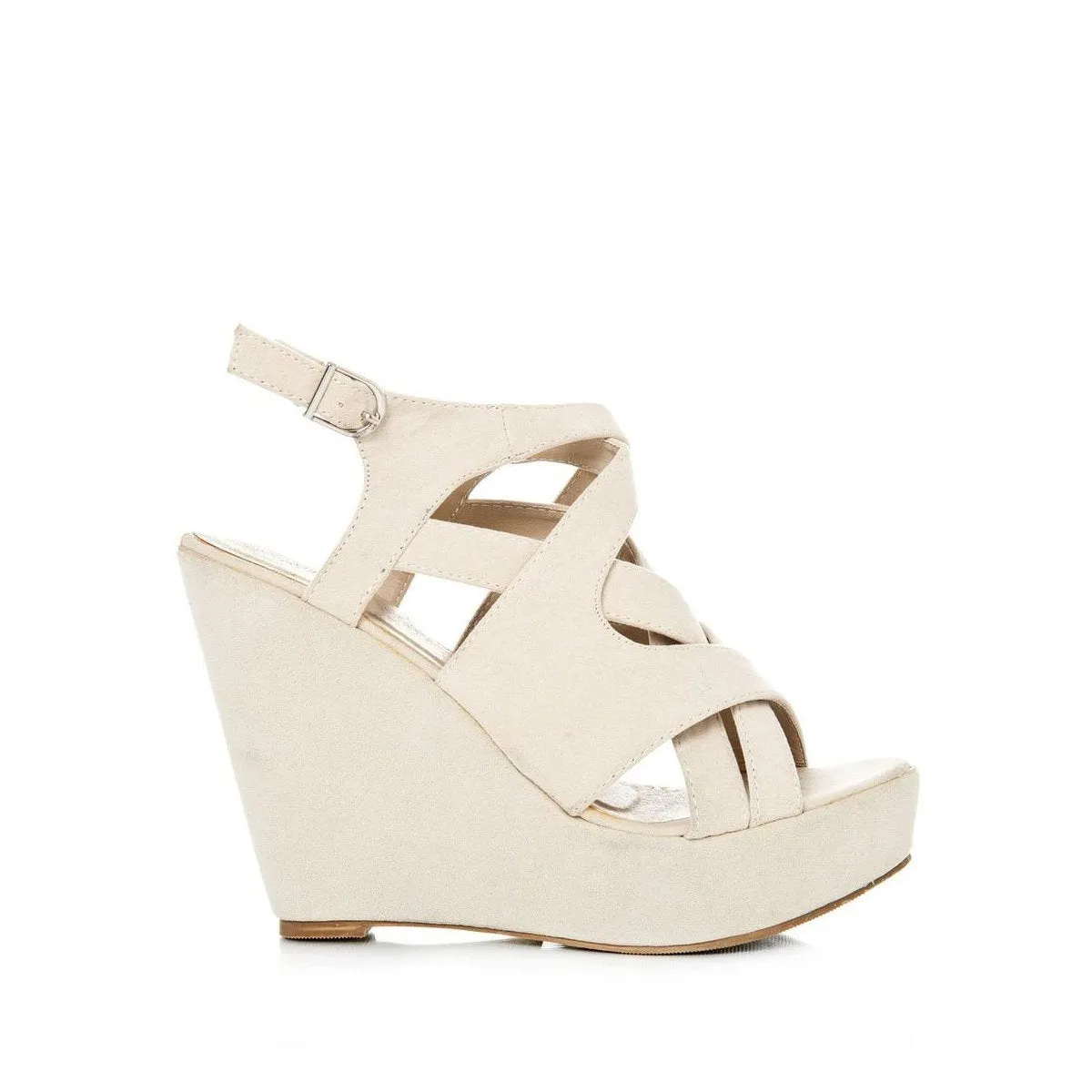 LEEMA Strappy Wedge High Heeled Platform Ankle Strap Sandals