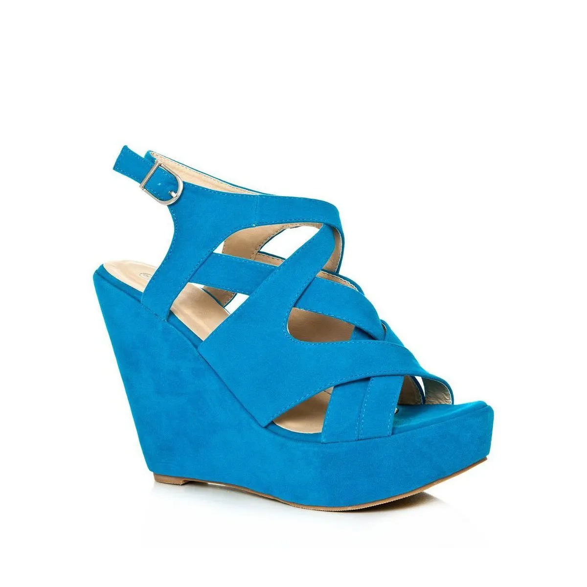 LEEMA Strappy Wedge High Heeled Platform Ankle Strap Sandals