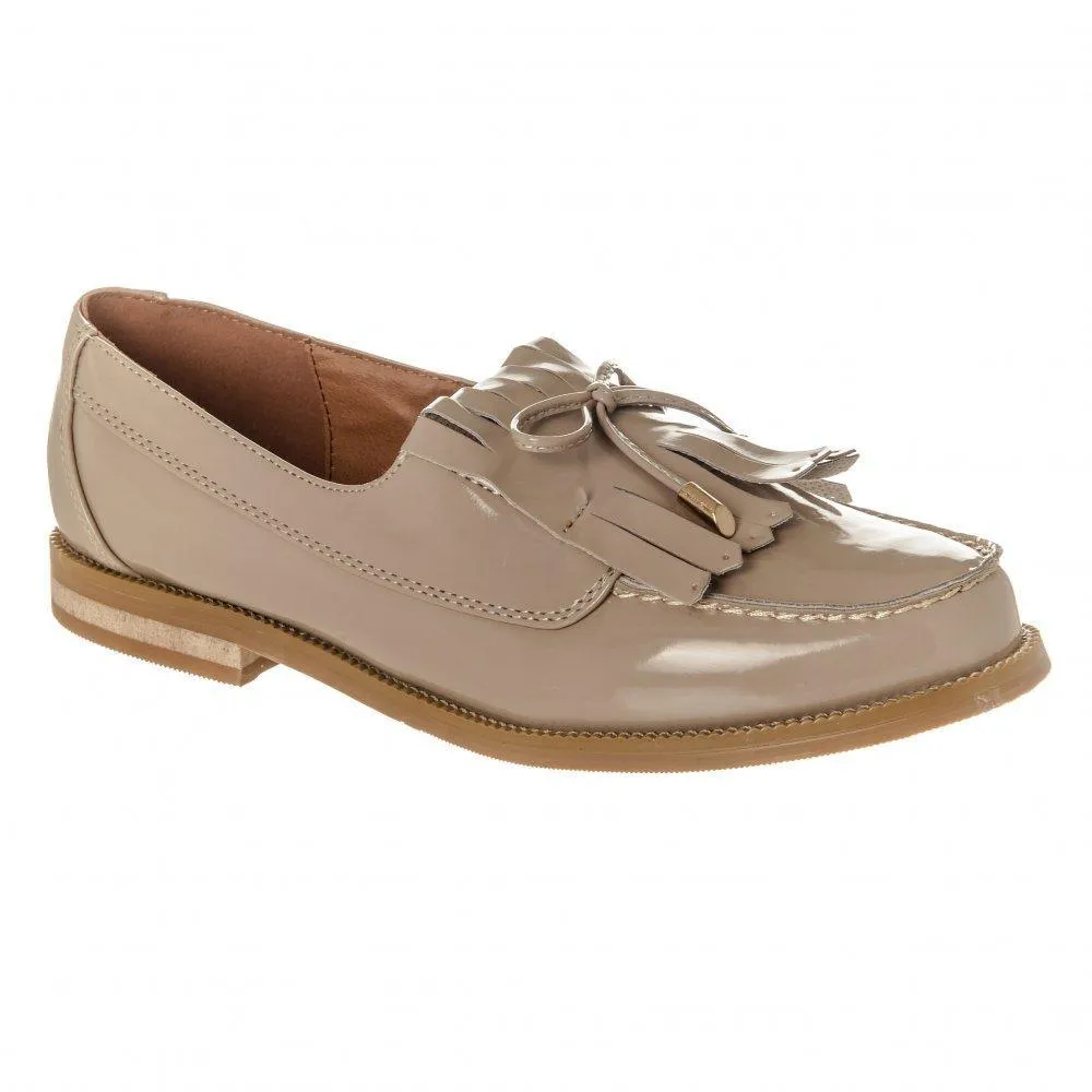 Low Stacked Block Heel Fringe Loafer  Bow Trim