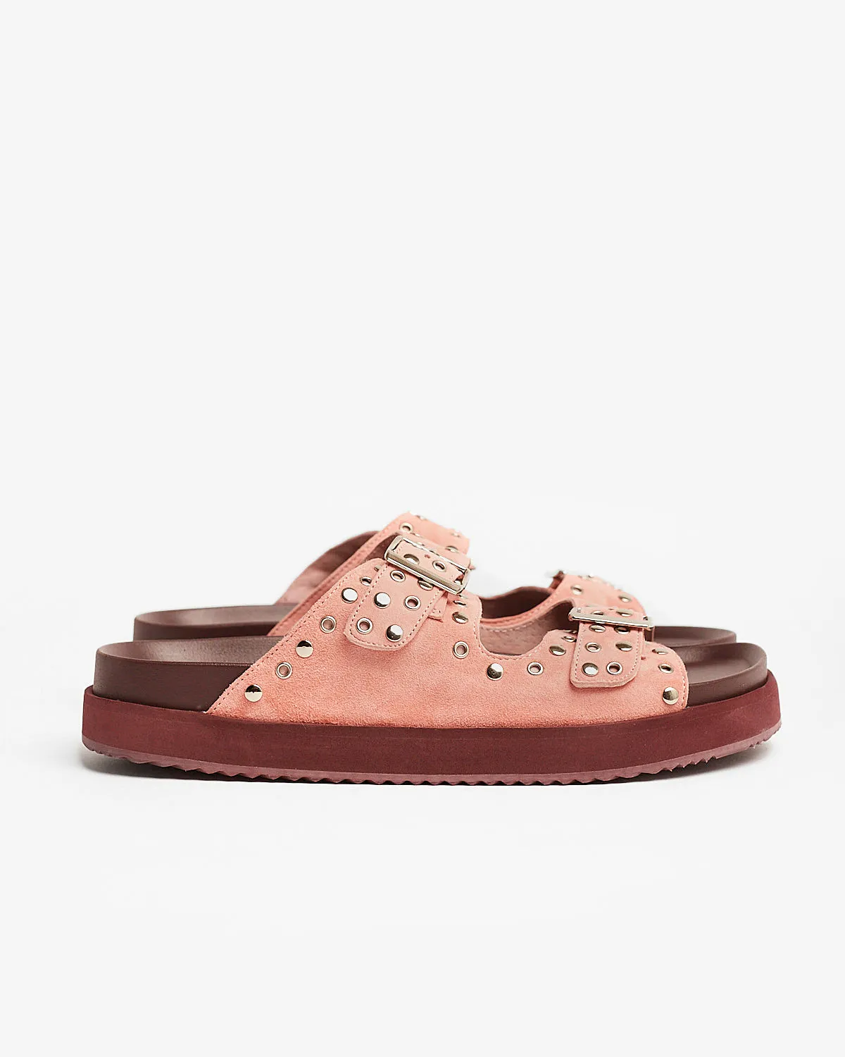 Maggie Leather Slide - Pink Suede