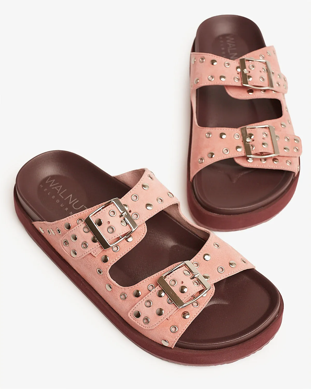 Maggie Leather Slide - Pink Suede