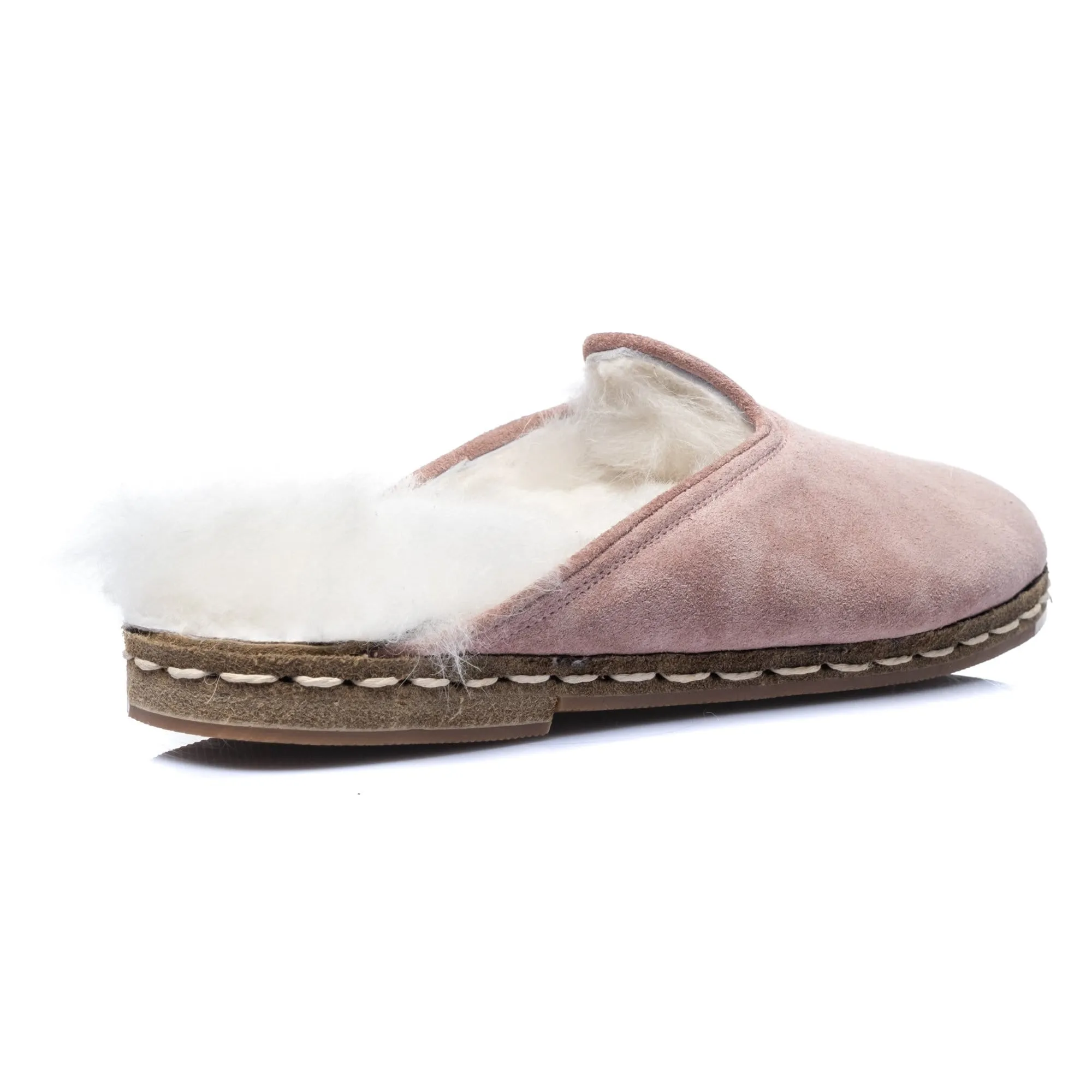 Men's Pink Suede Shearling Slippers