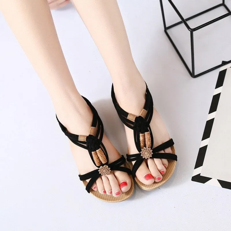 OCW Vintage Woman Sandals Summer Beach Bohemia Flat Sandals