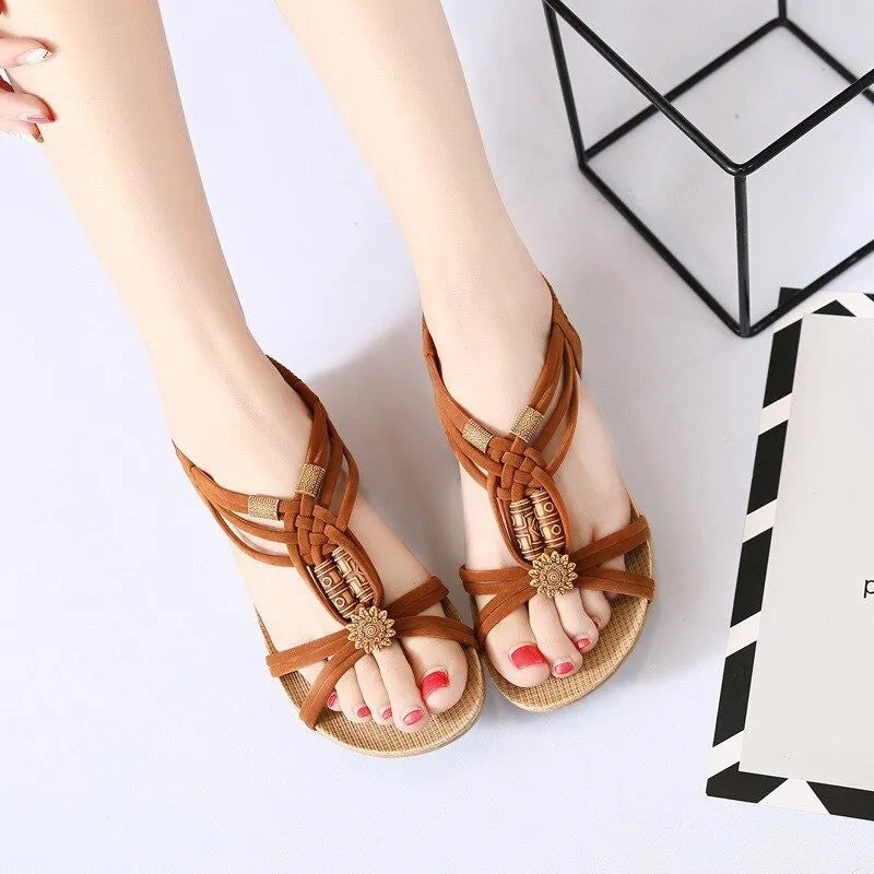 OCW Vintage Woman Sandals Summer Beach Bohemia Flat Sandals