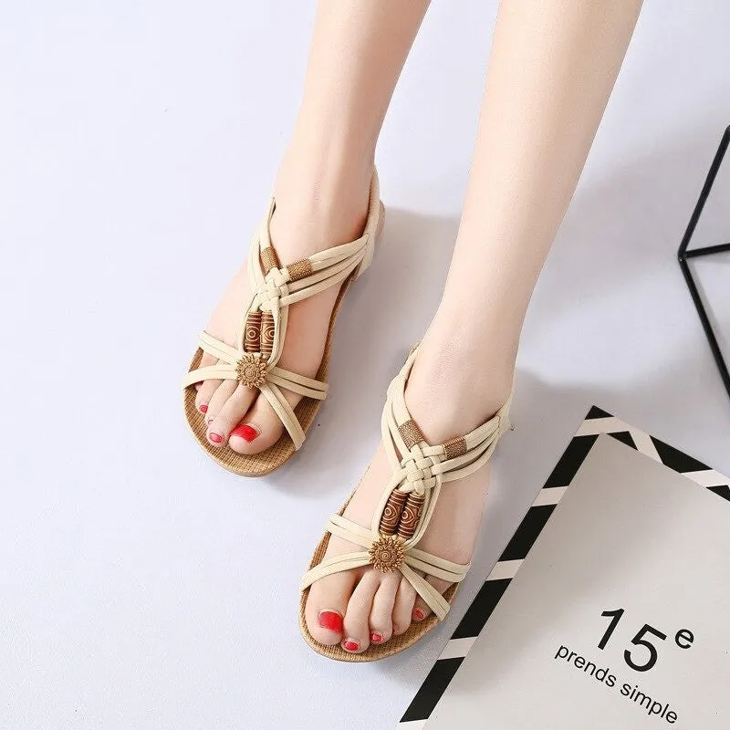 OCW Vintage Woman Sandals Summer Beach Bohemia Flat Sandals