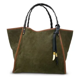 OLIVE SUEDE TAUNTON TOTE