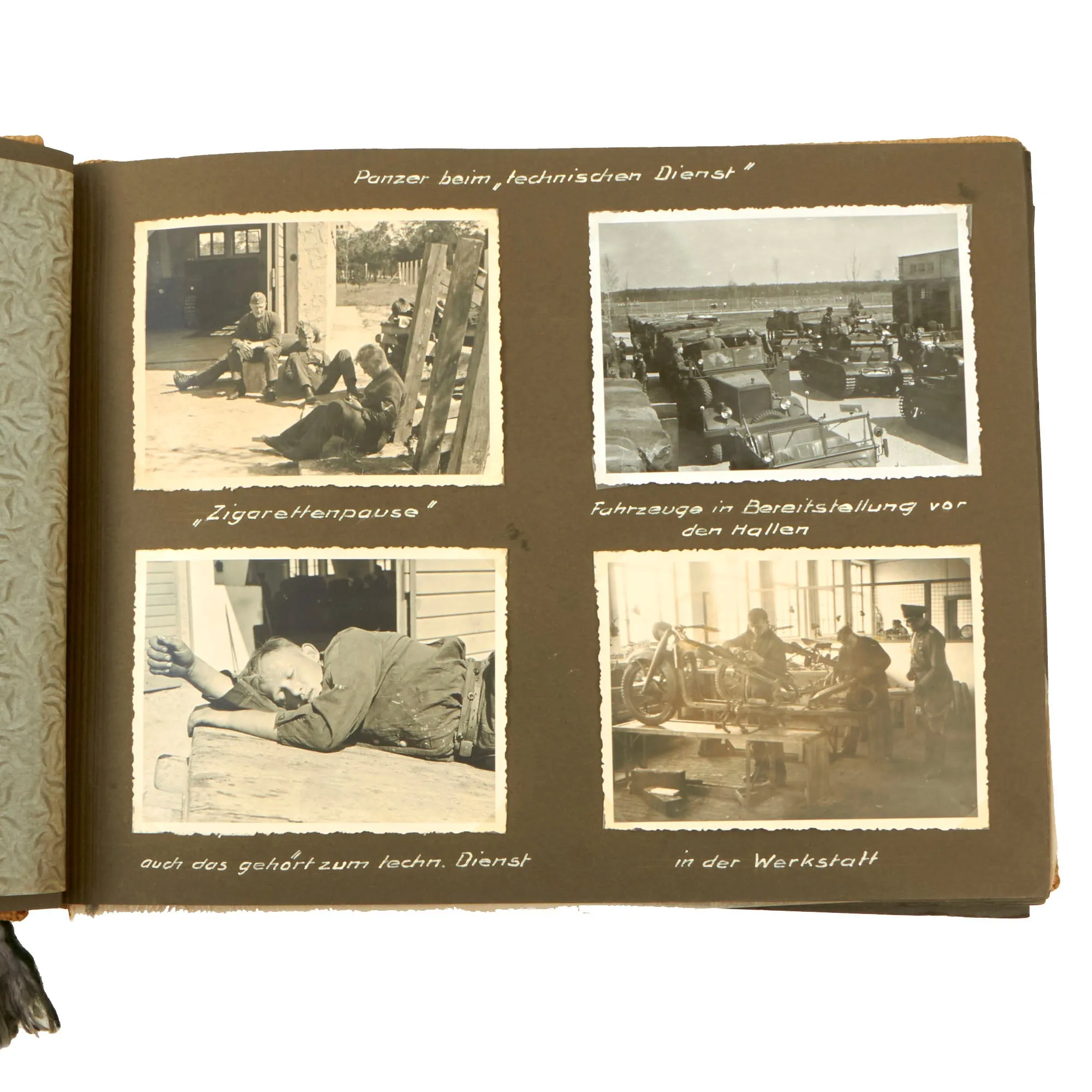 Original German WWII Heer Pioneer & Panzer Armored Personal Photo Album with Tank Pictures & Captions- 180 Photos