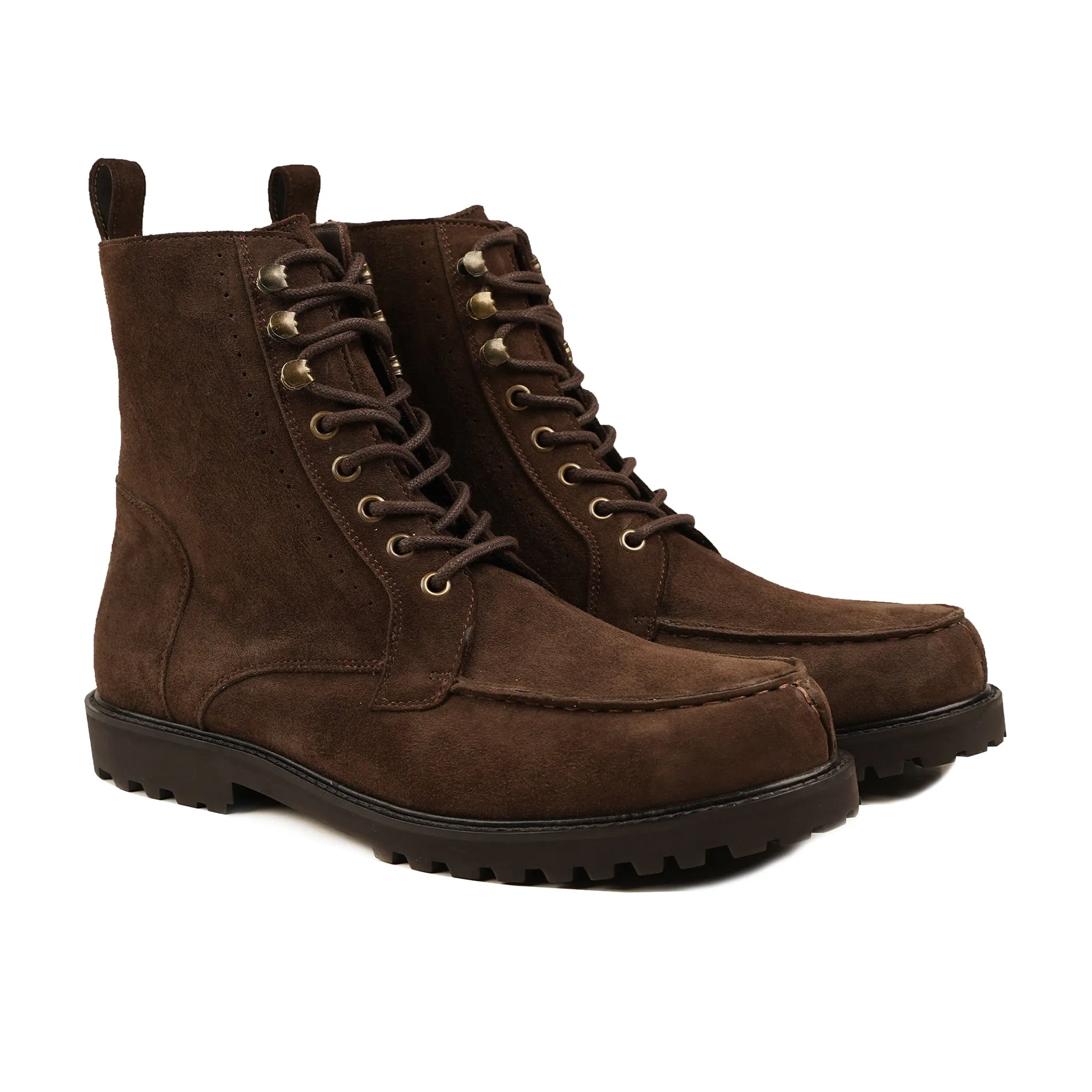 Oshawa - Men's Dark Brown Kid Suede Boot