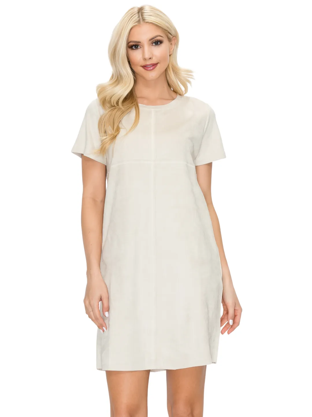 Phoenix Suede Tee Dress - Cream