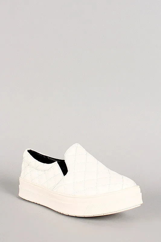 Quilted Leatherette Slip On Sneaker