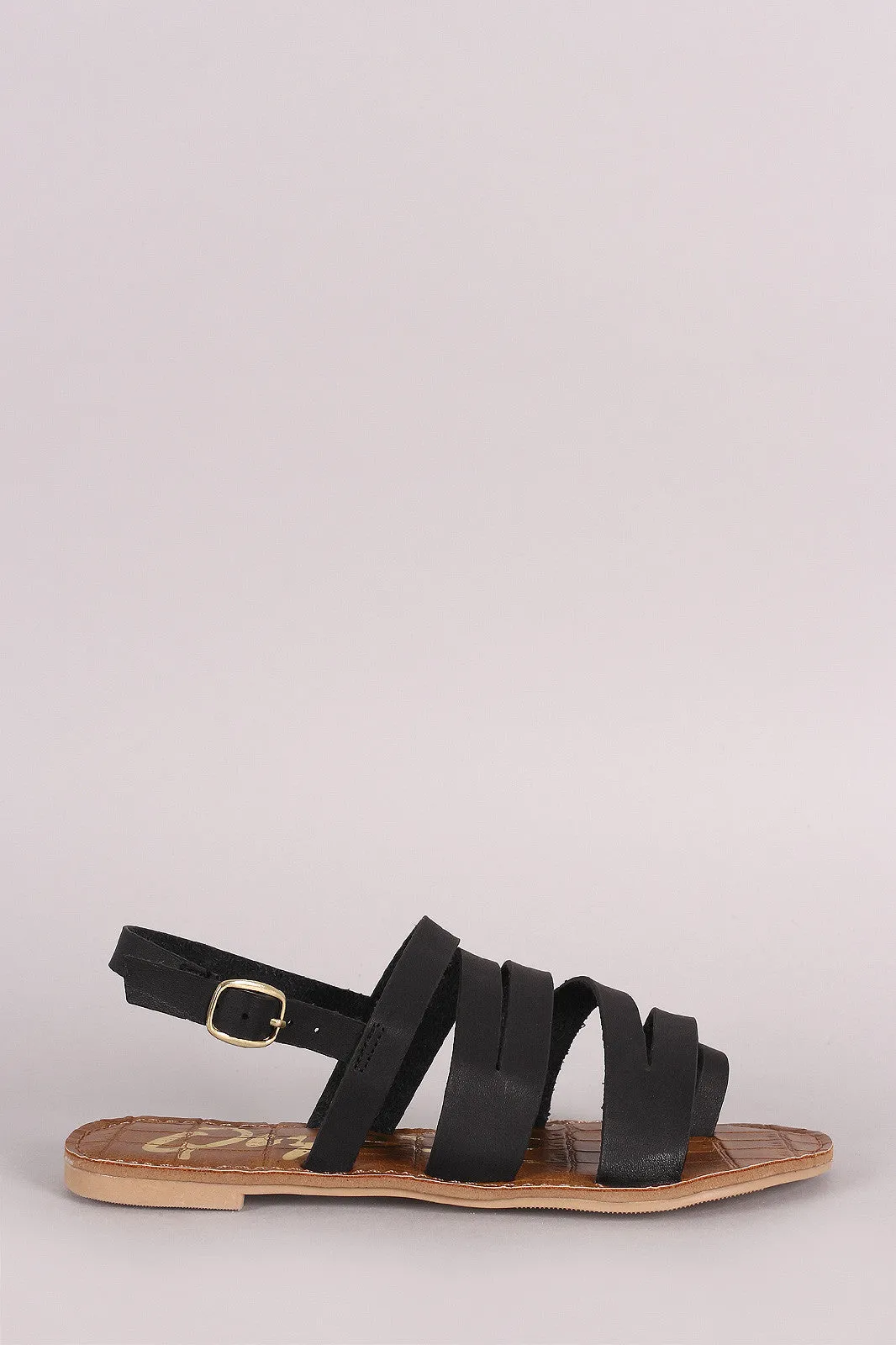 Qupid Strappy Toe Ring Slingback Flat Sandal