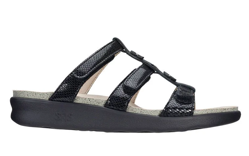 SAS Women's Naples Slide Sandal BLACK SNAKE