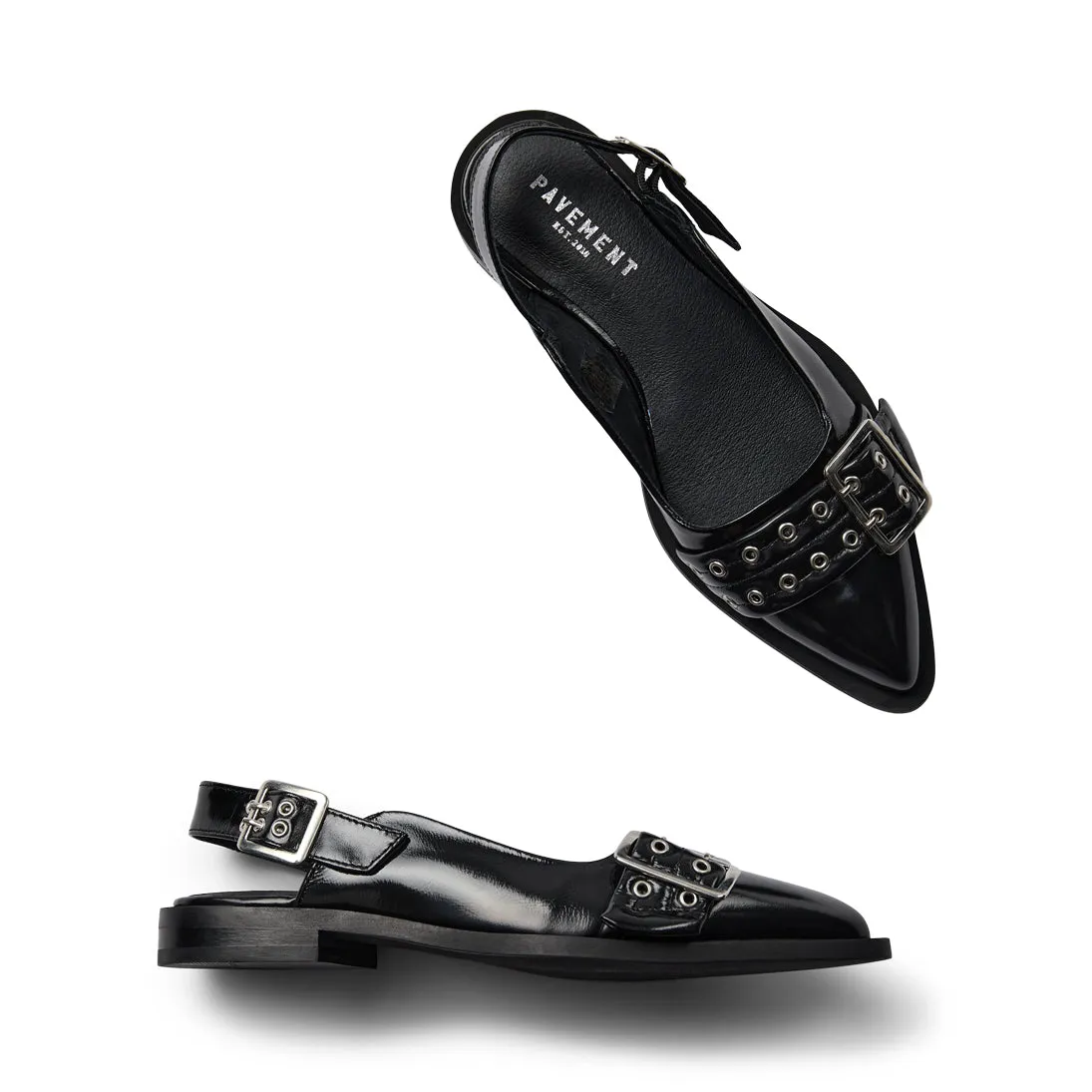 Saso Slingback - Black patent