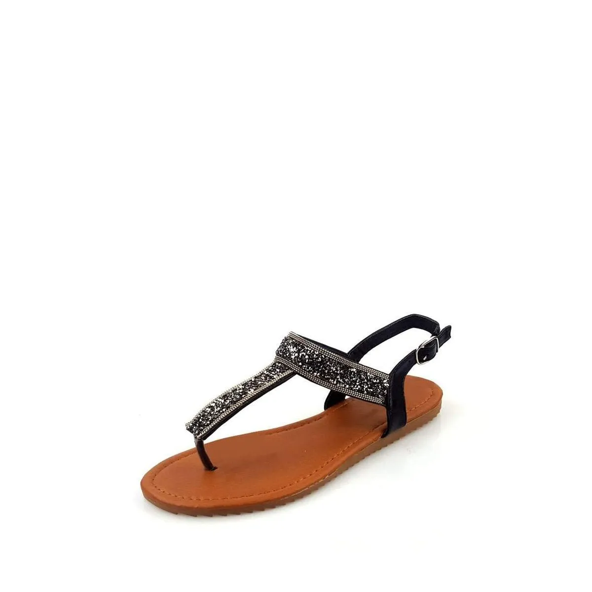 SHAUNA Glitter T-Bar Toe Post Sandal