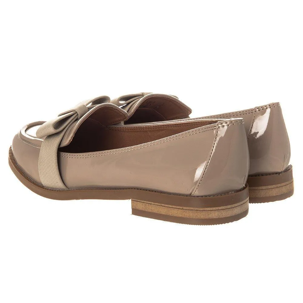 Snickers Flat Block Heel Classic Loafer Fabric Bow