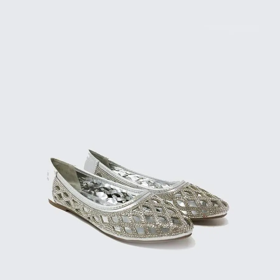 Stella Flat Diamante Cut Out Detail Shoe