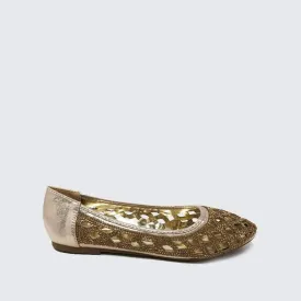 Stella Flat Diamante Cut Out Detail Shoe