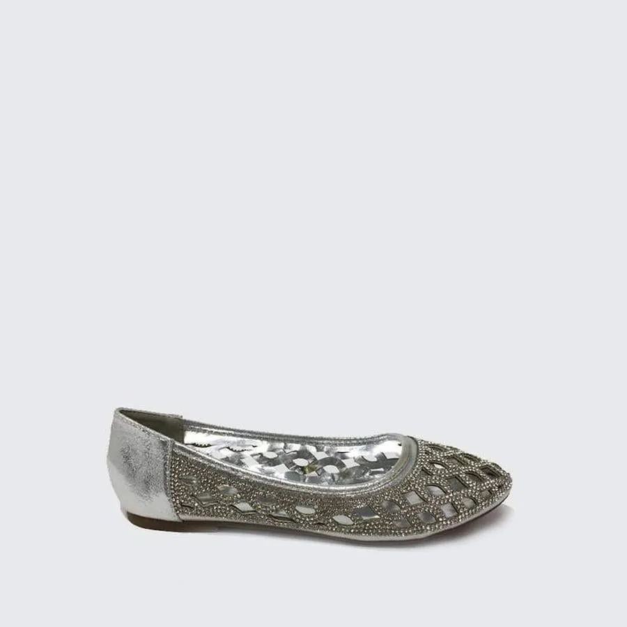 Stella Flat Diamante Cut Out Detail Shoe