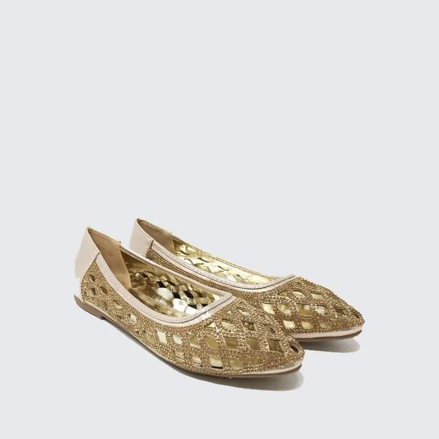 Stella Flat Diamante Cut Out Detail Shoe