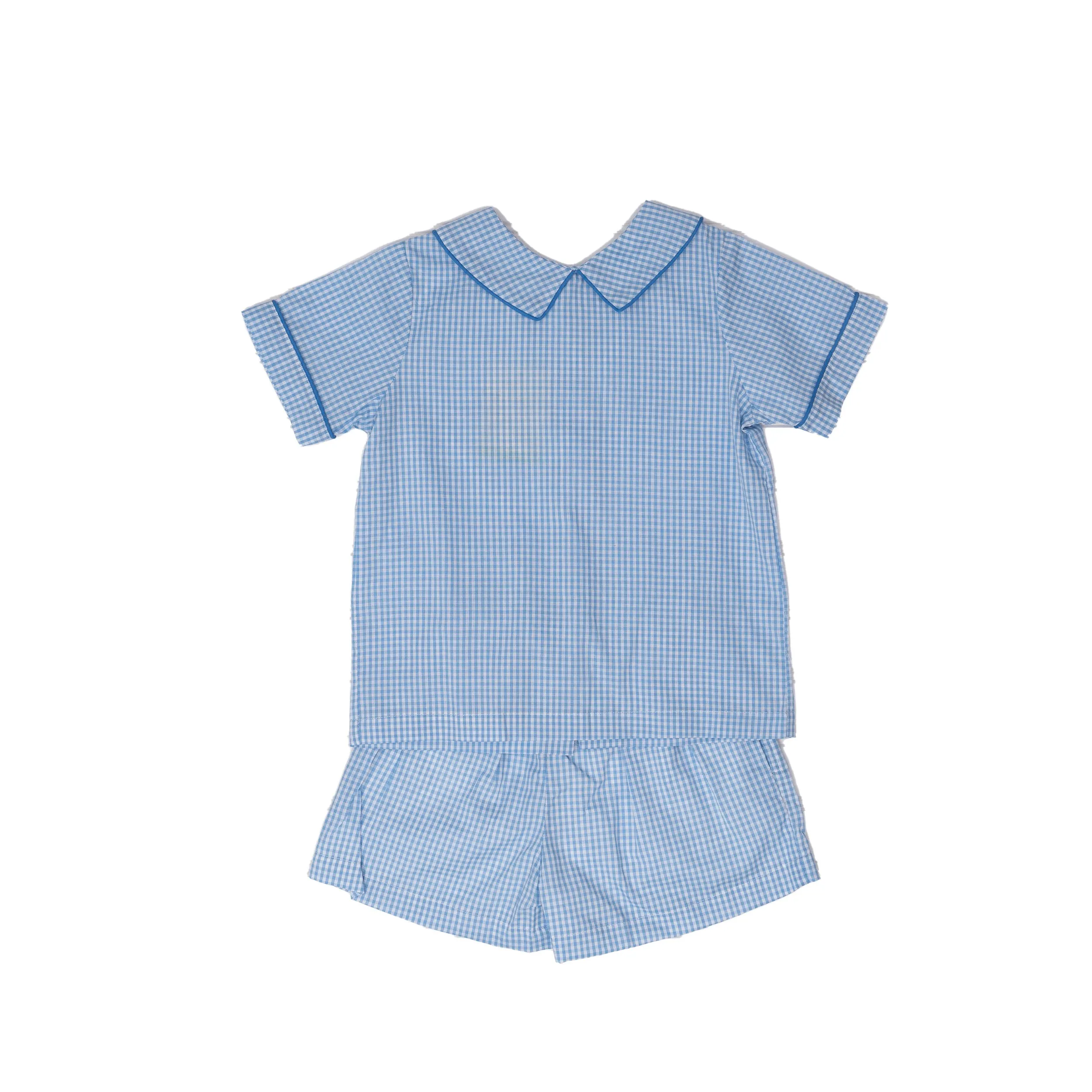 Steven Blue Check Shorts Set