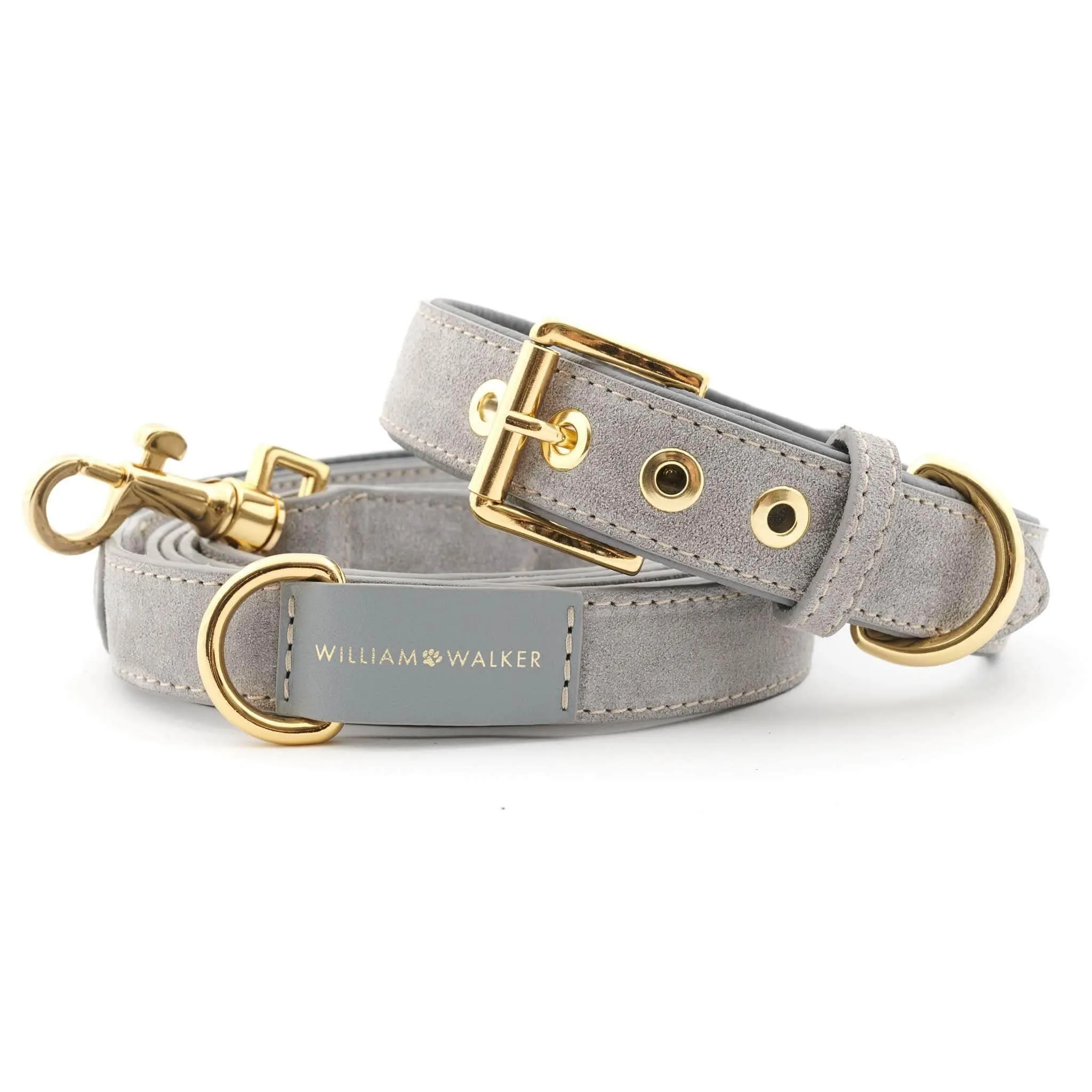 Suede Leather Dog Collar by William Walker - Sea Salt