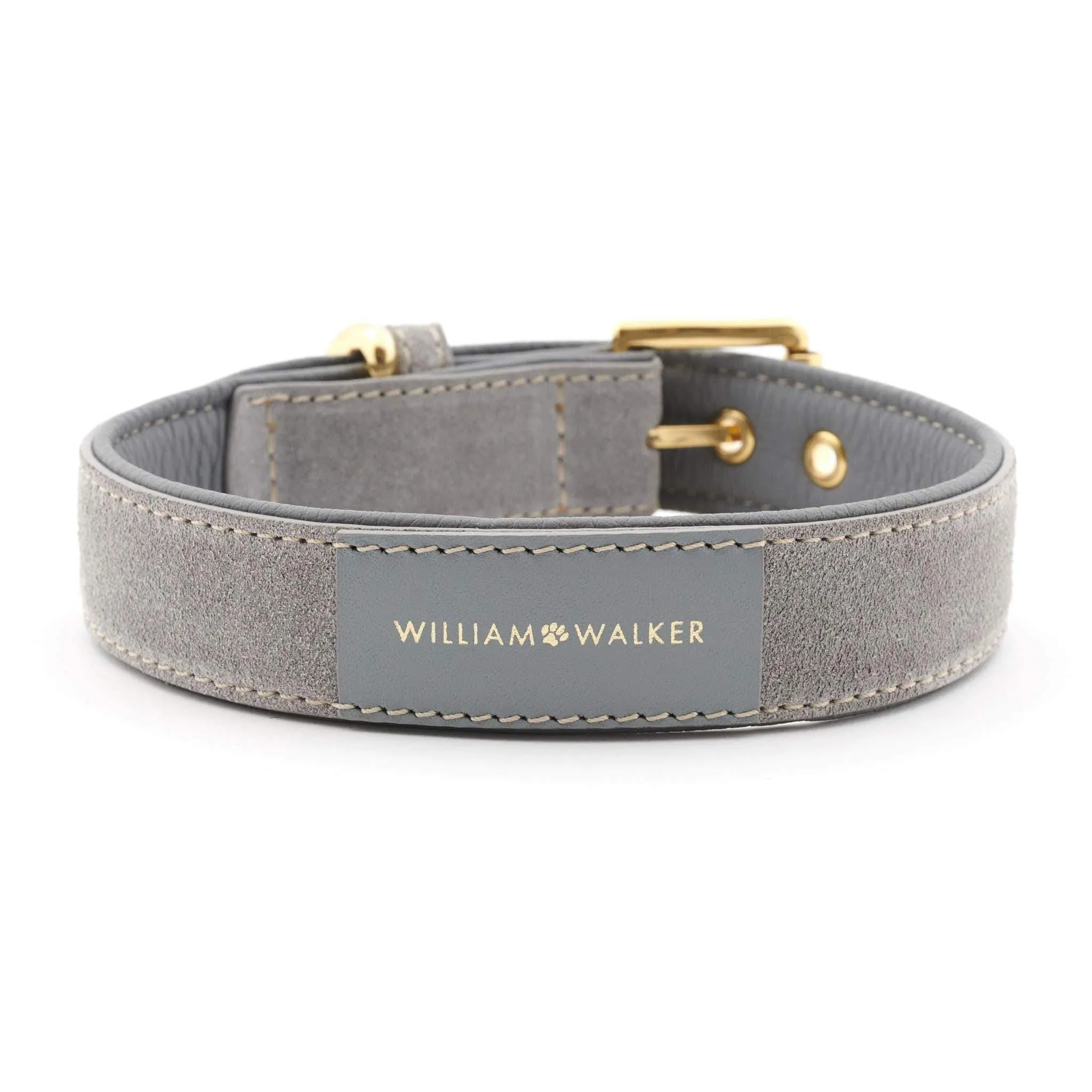 Suede Leather Dog Collar by William Walker - Sea Salt