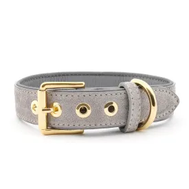 Suede Leather Dog Collar by William Walker - Sea Salt