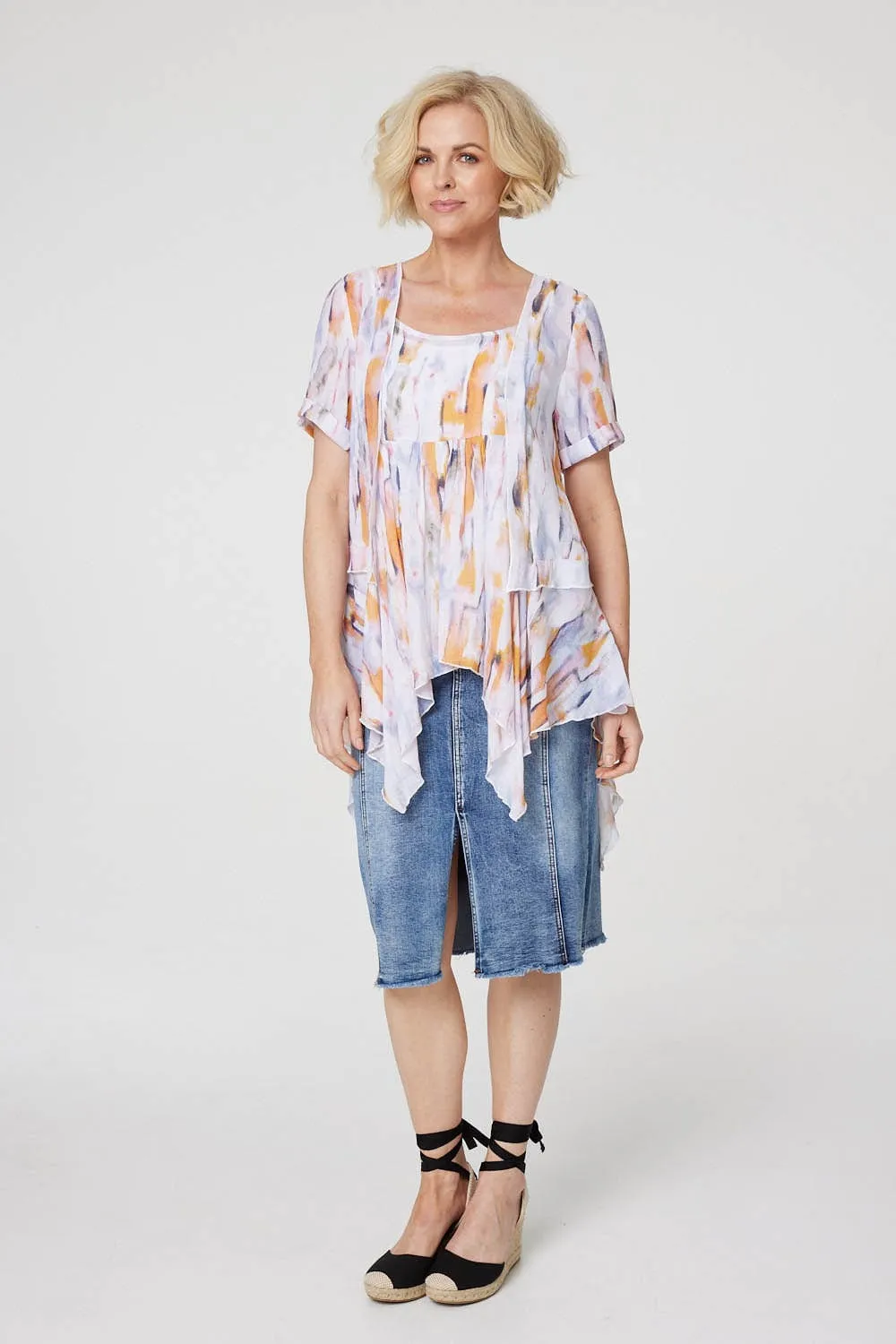 Tie Dye Hanky Hem Tunic Top